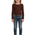 thumbnail image 5 of Hudaneo Girls Long Sleeve Shirts Tees - Crew Neck Soft T Shirts, Coffee 11-12Y, 5 of 7