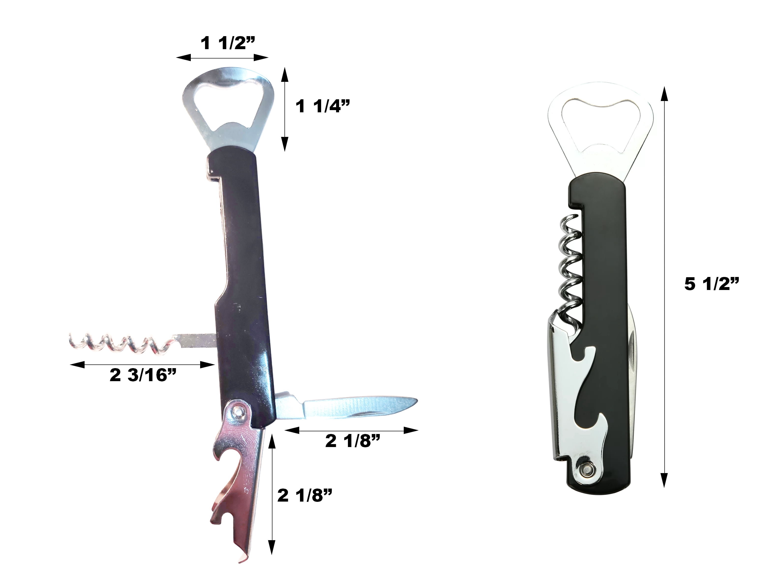 Mainstays Stainless Steel Black Plastic Waiters Corkscrew Bottle Opener