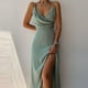 thumbnail image 1 of ICHUANYI Clearance Sexy Women's Fashion Sleeveless Solid V-Neck Ladies Camies Zipper Vest Long Dress(Green, XXL) ICHUANYI WER2023080916396, 1 of 5