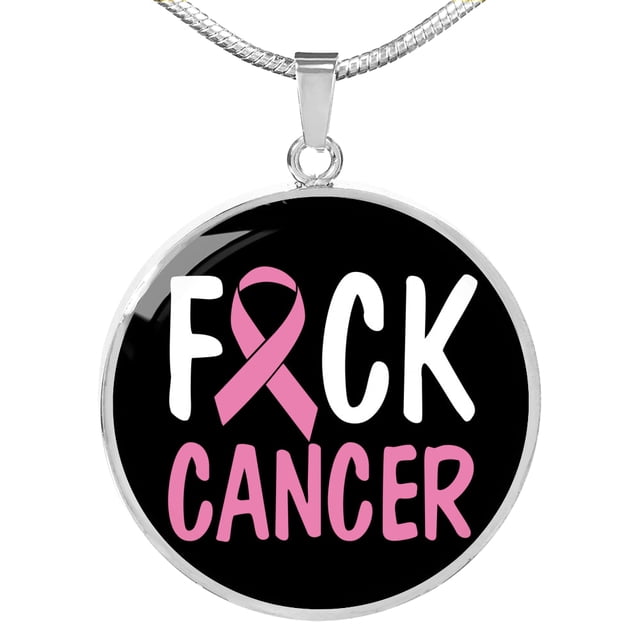 Collier de Sensibilisation au Cancer F-Collier Cancer Acier Inoxydable Ou Pendentif Cercle en or 18-22 Pouces