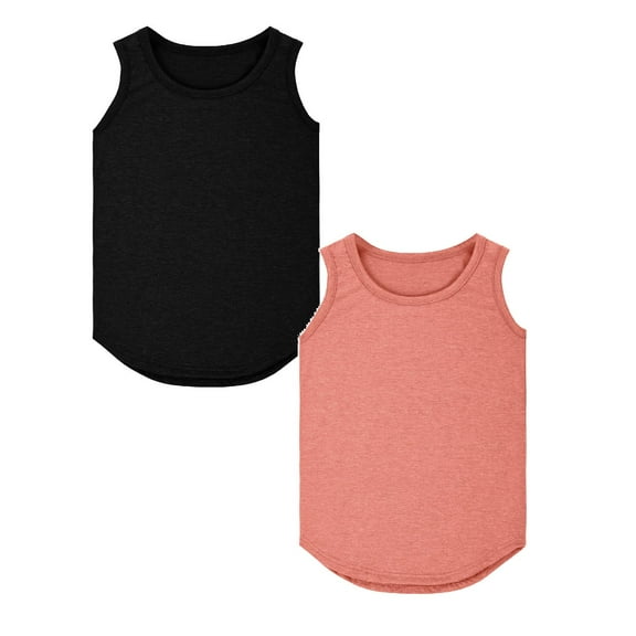 TBWNWGGirls Tank Top,Girls Tank Tops Kids Summer Crewneck Sleeveless Shirts Dancewear 2PC,Size 9-10 Years