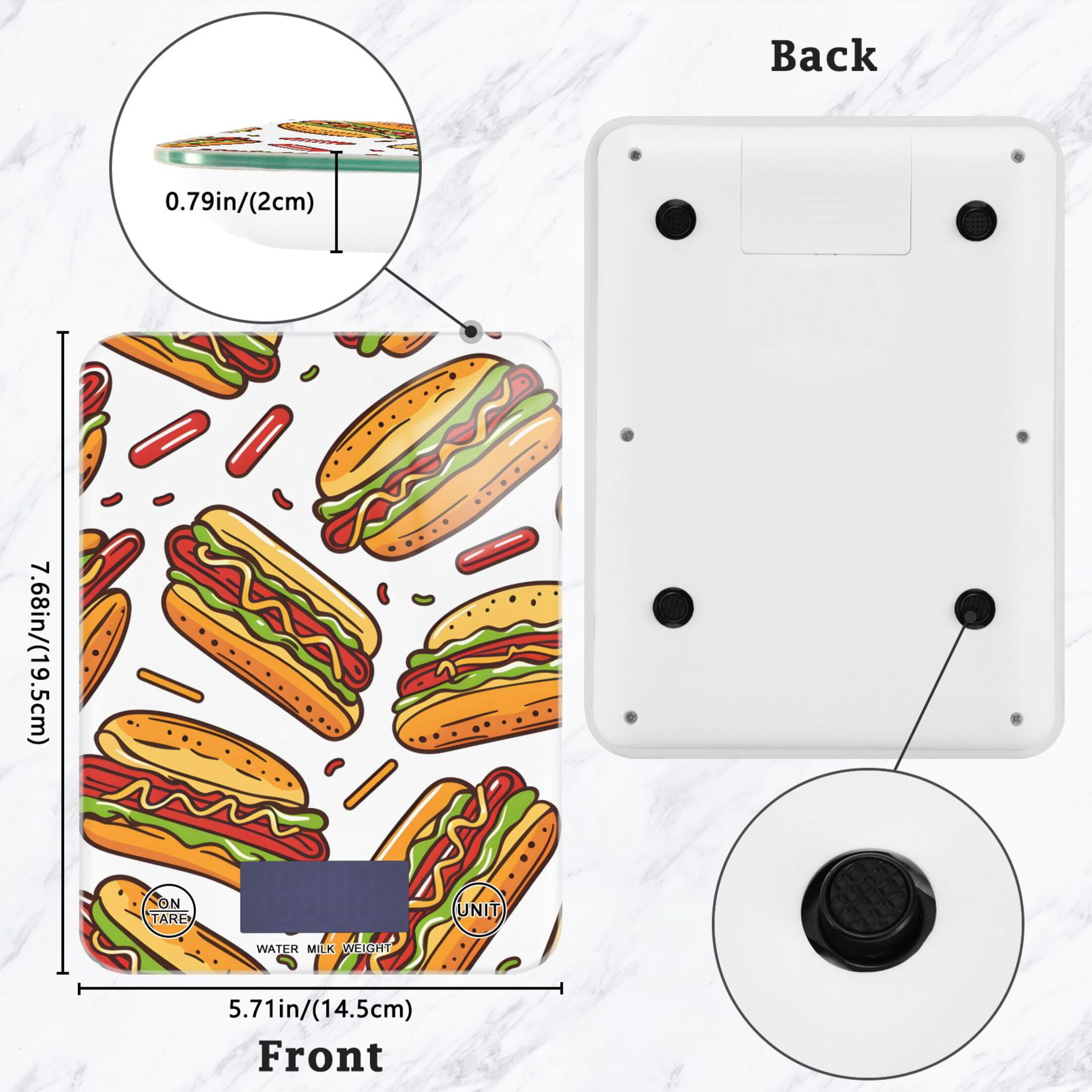 Hot Dogs Food Scale Digital Kitchen Scale Waterproof Tempered Glass Tare Function 11 lb for Baking Cooking Meal Prep