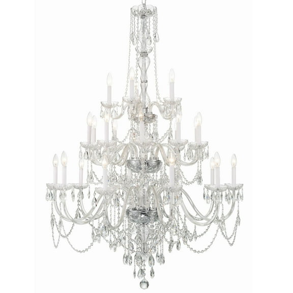 Crystorama Traditional Crystal 25 Light Polished Chrome Chandelier - 45"W x 61"H
