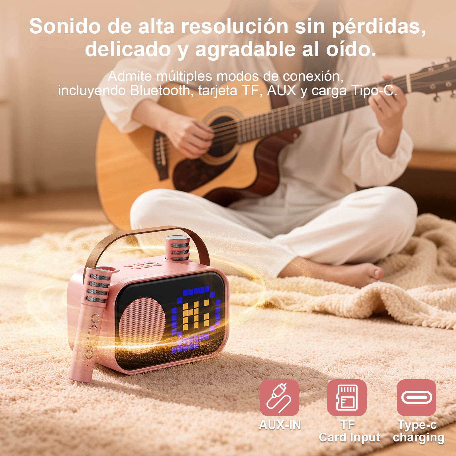 JYX Mini Karaoke Machine for Kids Adults, Portable Karaoke Speaker Bluetooth  with Microphone, Party Speaker with 15+ Pixel Animation for Girls Boys