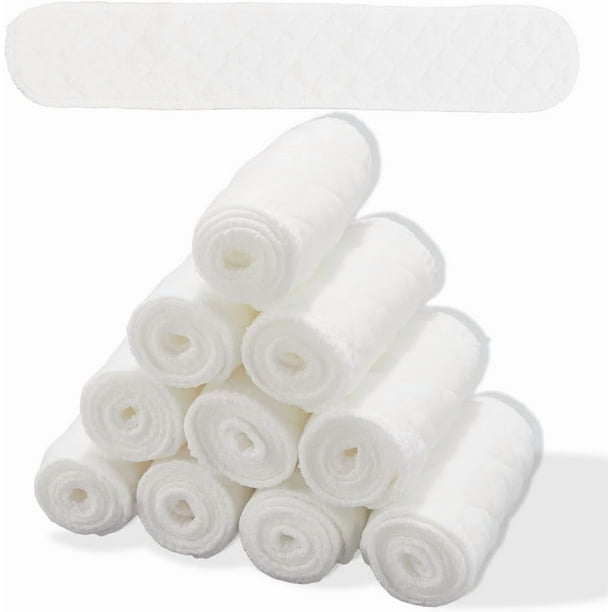 20 protectores de pecho absorbentes lavables, reutilizables, de algodón, rectangulares, finos y blancos