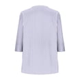 thumbnail image 7 of Olyvenn Cotton Linen 3/4 Sleeve Button Down Shirts for Women Gingham Plaid Striped Tops V Neck Casual Loose Blouse Purple M, 7 of 7
