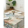 thumbnail image 3 of Beige Beach Coastal Suqare Tablecloth - 54 x 54 Inch, Summer Nautical Coral Shell Botanical Vintage Waterproof & StainResistant Tablecloth, Washable Oil-proof Table Cover for Dining/Party/Wedding, 3 of 9