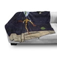 thumbnail image 2 of Alien Soft Flannel Fleece Throw Blanket, Ufo Cartoon of Funny Creature in Spacesuit Standing on the Moon and Space Backdrop, Cozy Plush for Indoor and Outdoor Use, 50" x 60", Multicolor, by Ambesonne, 2 of 5