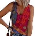 thumbnail image 1 of Womens Tank Summer Buttons Sleeveless V-Neck Casual Blouse, 1 of 5