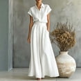 thumbnail image 3 of MLCDZ Women's 2 Piece Dressy Sets Plus Size Lapel Neck Short Sleeves Button Top High Waisted Flowy Wide Leg Pants Pockets Outfits Hiking Outdoor Work Set, 3 of 7
