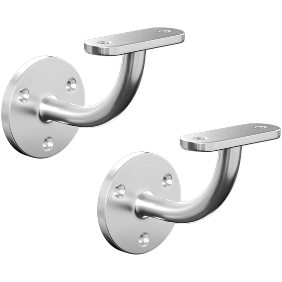 2 Pack Stainless Steel Handrail Brackets, Wall Mount Handrail Bracket for Wood or Square Flat Railing, Heavy Duty Stair Brackets for Indoor Outdoor Support