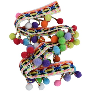Yalulu 5 Yards Colorful Pom Pom Trim Lace Ribbon Pom Pom Ball Fringe Trim  for Clothes Sewing Accessory Decoration DIY Crafts (T190)