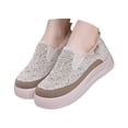 thumbnail image 3 of XIMIN Women's Mesh Loafers Chunky Sole Slip-On Sneakers, Non-Slip Soft Sole Comfort Lightweight Breathable Travel Daily Fashion Shoes (Beige, 7), 3 of 8
