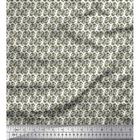 Soimoi Velvet Fabric Dot & Square Shirting Print Fabric by The Yard 58 Inch Wide