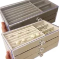 thumbnail image 3 of High-capacity Velvet Stackable Hard Tray Case Jewelry Packaging Display Storage Box Portable Ring Holder Necklace Organizer Box style3, 3 of 6