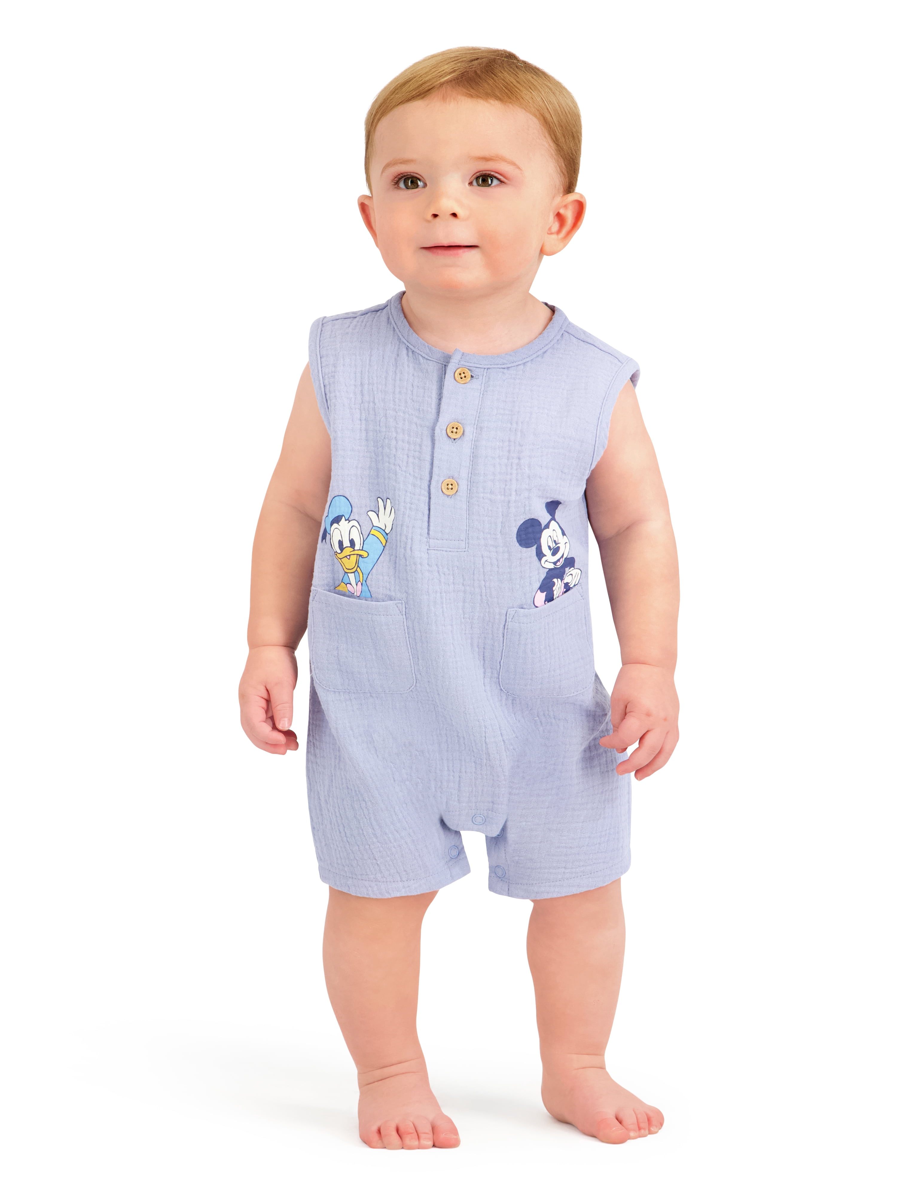 Mickey & Friends Baby Boy 2 Pack Rompers, Sizes 0/3 Months-24 Months