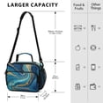 thumbnail image 3 of Insulated Lunch Bag 6L Leak-Proof Lunch Box with Shoulder Strap Multiple Pockets Lunch Tote Blue and Gold Ocean, 3 of 9