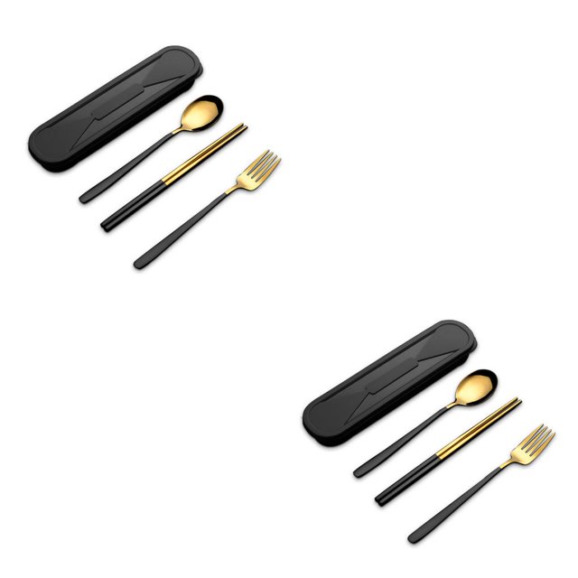 Injueey Utensilios de cocina de acero inoxidable 304, cuchara portátil, tenedor, palillos, vajilla con caja, de estudiantes, accesorios de viaje Type1 NO1 Injueey CBP190412