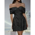 thumbnail image 4 of Saitn Short Cocktail Dresses for Teens Off the Shoulder Homecoming Dress with Party Gowns Black M, 4 of 8