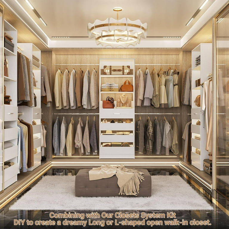 Aheaplus Closet System, 4-9Ft Closet Organizer with 4 Wooden