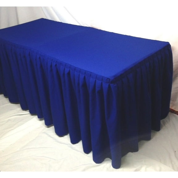5' ft. Fitted Polyester Double Pleated Table Skirt Cover w/Top Topper Royal Blue"