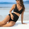 thumbnail image 7 of Ruched V Neck Two Piece Bikini Sets for Maternity Adjustable Straps Pregnancy Bathing Suits, 7 of 7