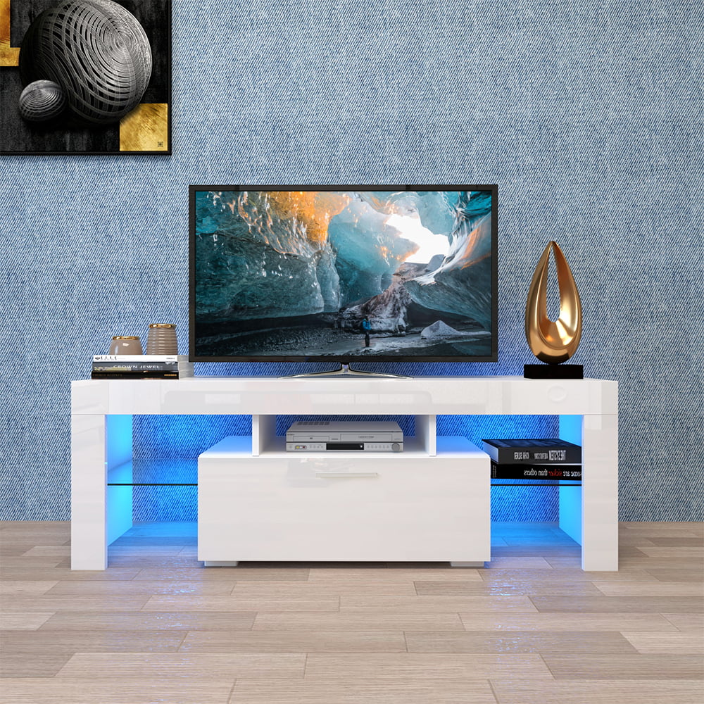 51” High TV Stand Cabinet Entertainment Center RGB LED Lights Media Console 