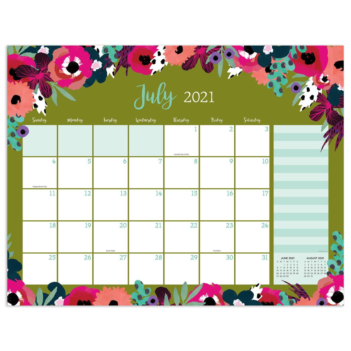 academic year july 2021 june 2022 modern flowers large desk pad monthly blotter calendar walmart com