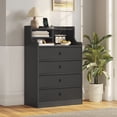 thumbnail image 5 of 4 Drawers Bedroom Dresser,Black Dresser with Power Outlets,Dresser with Drawers for Hallway,Chest of Drawers for Living Room,Tall Nightstand with Fabric Drawers & Hutch ,PU Finish, 5 of 9