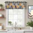 thumbnail image 2 of Orange Hexagonal Valance Curtain for Windows Black Gray Striped Modern Abstract Rod Pocket Curtain Valances Short Window Treatments Panels for Kitchen Bathroom Laundry Room Basement 42 x 18 Inch, 2 of 9