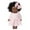 Pink, variant on Pisexur 11.8 Inch Black Baby Girl Doll and Clothes Set African American Realistic Soft Silicone Washable Dark Skin Baby Doll with Curly Hair Jumpsuit and Hairband Color Dress-Best Gift for Kids Girls