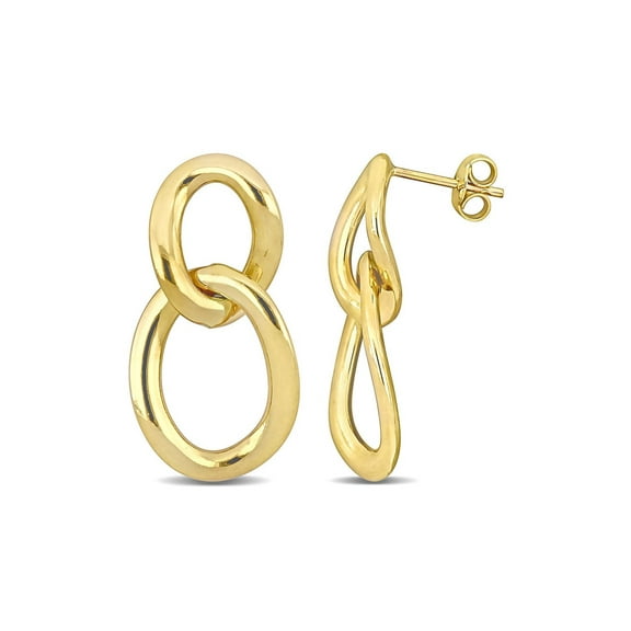 Gem & Harmony 10K Yellow Gold Oval Double Link Earrings for Women