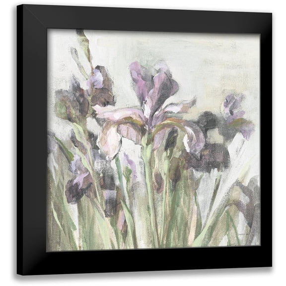Nai, Danhui 12x12 Black Modern Framed Museum Art Print Titled - Spring Iris I Purple