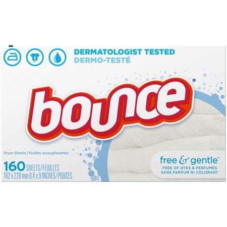 (2 Pack) Bounce Fabric Softener Dryer Sheets, Free & Gentle, 160
