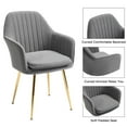 thumbnail image 4 of HOMHUM Accent Arm Chairs Upholstered Velvet Dining Chairs Set of 4, Golden Legs, Indoor, Gray, 4 of 7