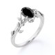 thumbnail image 4 of JeenMata Inspirado en la Naturaleza: Diamante Negro Ovalado de 1,3 Quilates Creado en Laboratorio, Anillo de Compromiso con Engaste de Cuatro Puntas, Baño de Oro Blanco de 18 K sobre Plata, 4 of 6