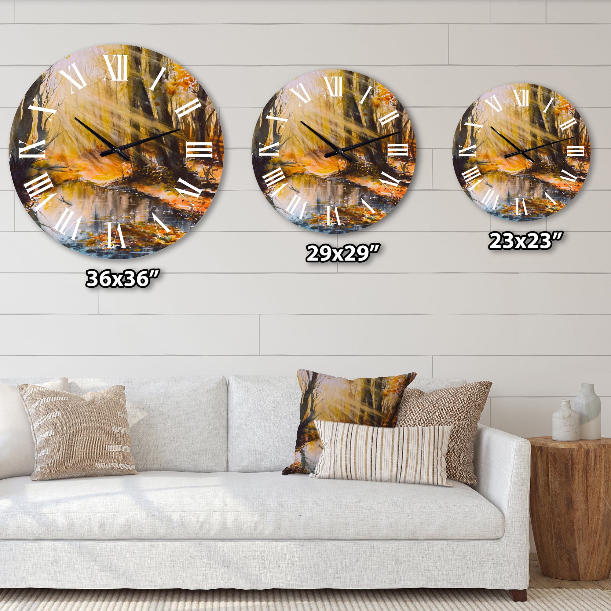 Designart 'Bright Sunshine Through The Forest Trees Iii' Lake House Wall Clock