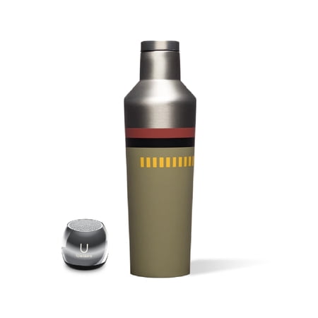 U Speakers Micro Portable Wireless Bluetooth Speaker with Mic & Selfie Remote Control Hematite Mirror Active Lifestyle Travel Bundle with Insulated Galaxy Far Away Trendy 16 oz. Canteen Bottle Silver