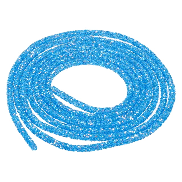 Unique Bargains 2.5 Yard 6mm Glitter Sequins Rope Sequins Rhinestone Tube Cord for DIY Clothing Jewelry Blue