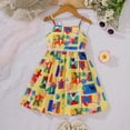 thumbnail image 2 of REDARER Girls Cartoon Tropical Figure Print Spaghetti Strap Dress Lace Trim Waist Elastic Flared A Line Casual Summer Sundress, 2 of 7