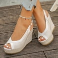 thumbnail image 6 of Hurxie Womens Wedge Sandals Peep Toe Espadrilles Platform Ankle Strap Slingback Comfort Summer Dressy Shoes Beige 40, 6 of 7