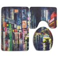 thumbnail image 1 of GOHAO Original Acrylic Painting City Reflections 3 Piece Bathroom Rugs Set Bath Rug Contour Mat and Toilet Lid Cover, 1 of 2