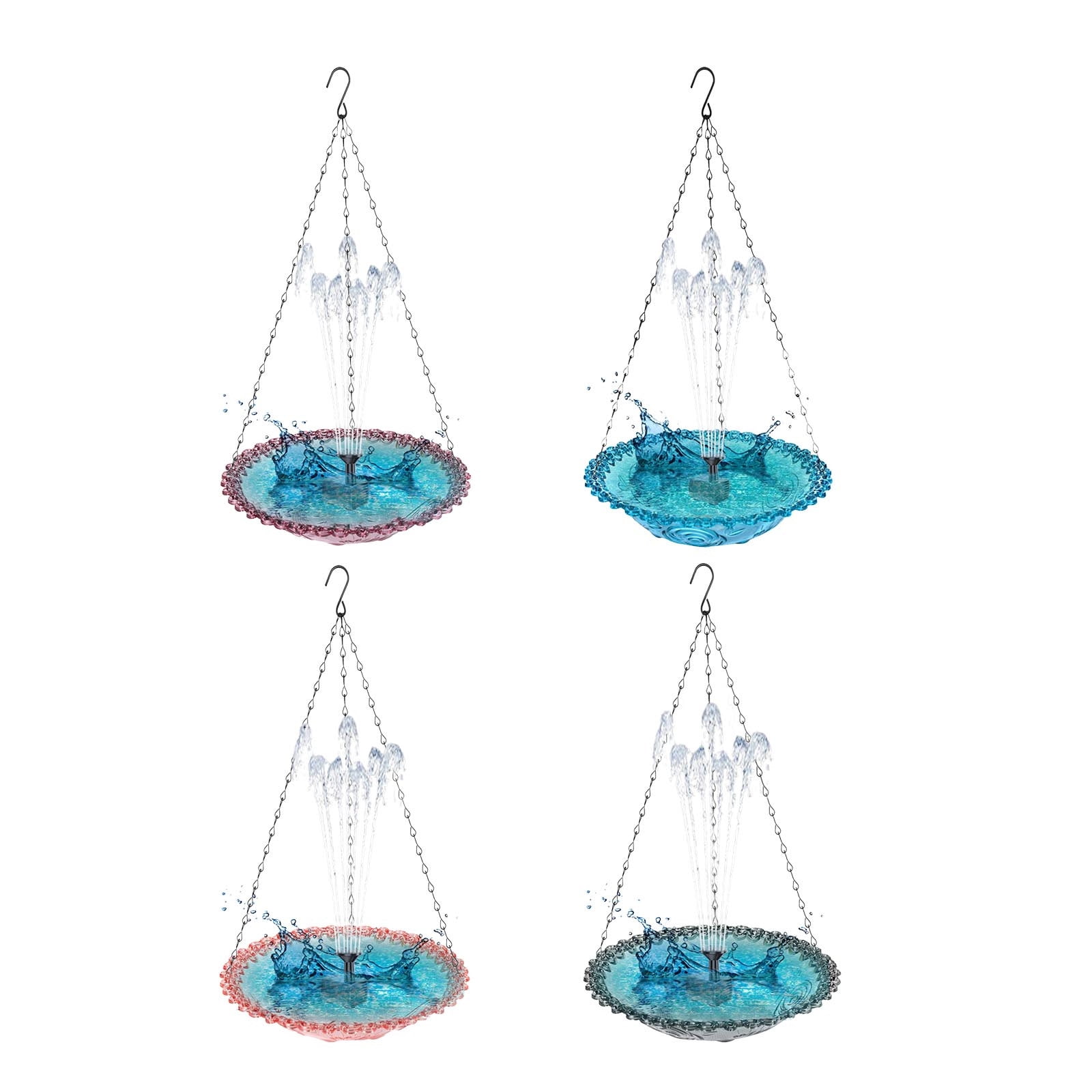 Solar-Powered Floating Bird Bath Fountain - Garden Water Feature, Feeder, 9.25in Plastic/Metal, for Backyard Patio Decor, USB Rechargeable Ornament, Pink