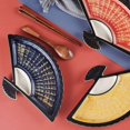 thumbnail image 2 of Dumpling Plate with Vinegar Dish Creative Ceramic Partition Plate Japanese Hand-Painted Sushi Plate Fan-Shaped Snack Plate, 2 of 12