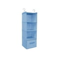 thumbnail image 1 of relayinert Hanging Closet Multi Layers Pockets Clothes Organizer Bag Foldable Shelves Bedroom Dual Hooks Wardrobe Sorting Rack Blue 4 Layers, 1 of 6