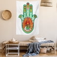 thumbnail image 2 of Hamsa Decor Tapestry, Middle Eastern Sacred Hand of Fatima with Talisman Defense of Evil Eye Artprint, Wall Hanging for Bedroom Living Room Dorm Decor, 40W X 60L Inches, Green Red, by Ambesonne, 2 of 5