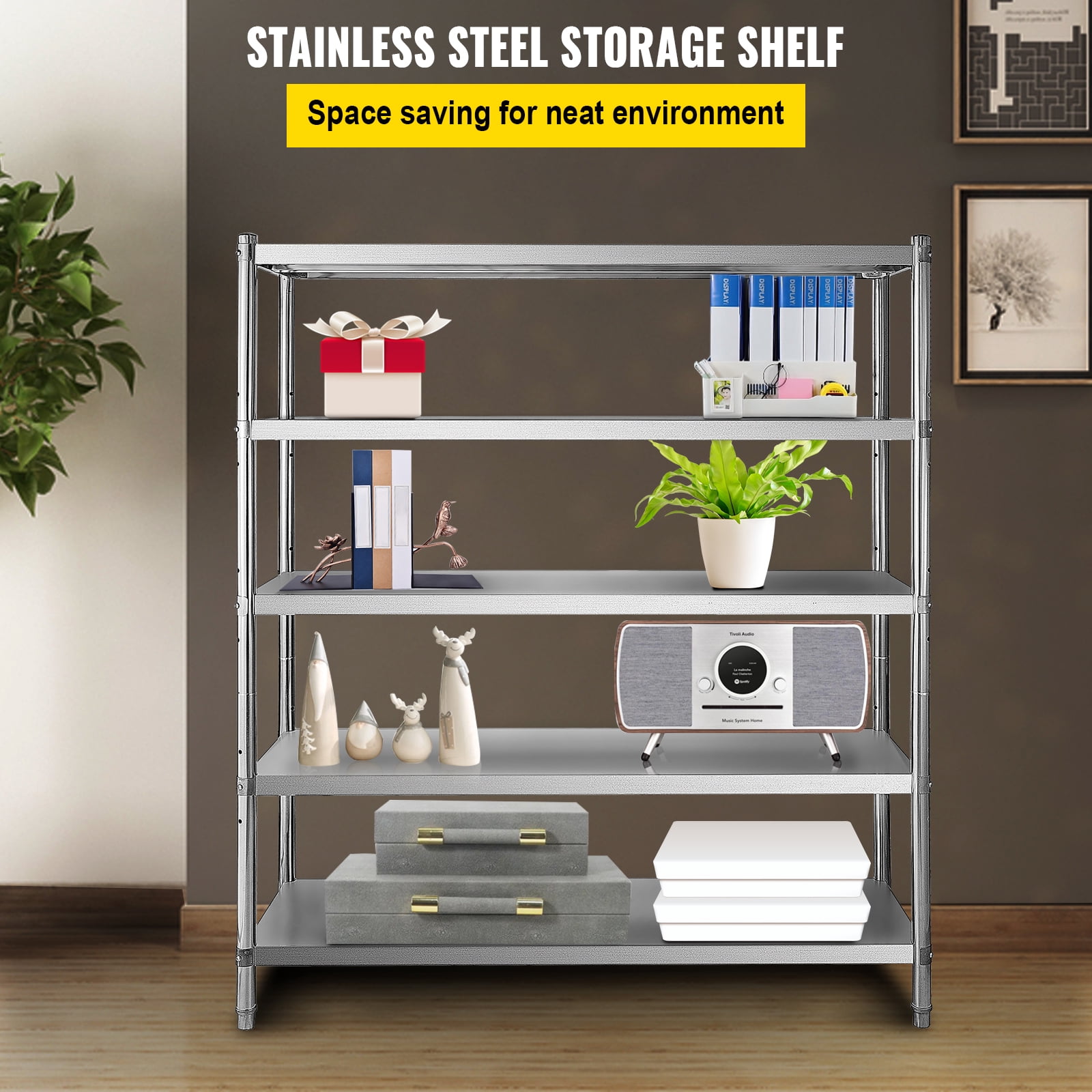KFFKFF 5-Tier Storage Shelving Unit, 70.9 x 17.7 x 59 inch Storage Shelf, Stainless Steel Garage Shelf, Heavy Duty Storage Shelving, 1650 Lbs Total Capacity with Adjustable Height