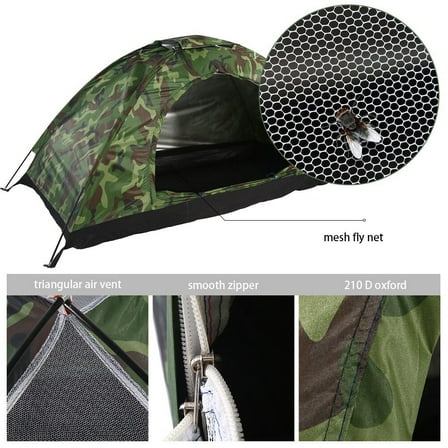 DERCLIVE Camouflage Tent UV Protection Waterproof One Person Tent for Camping Hiking, Lightweight Backpacking Dome Tents, Camouflage Tent