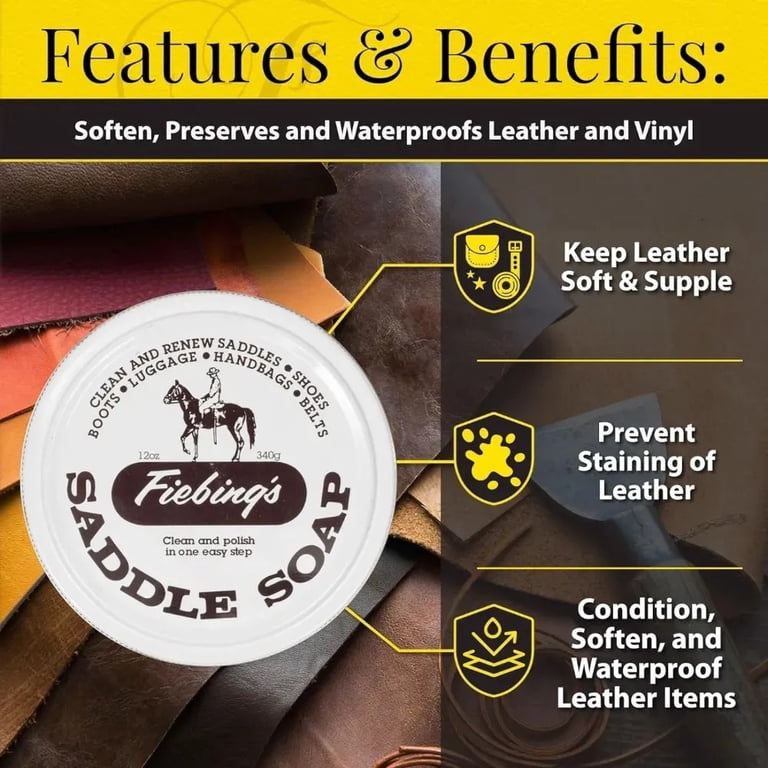 Fiebing's, Saddle Soap, 12 Oz., White Leather Cleaner and