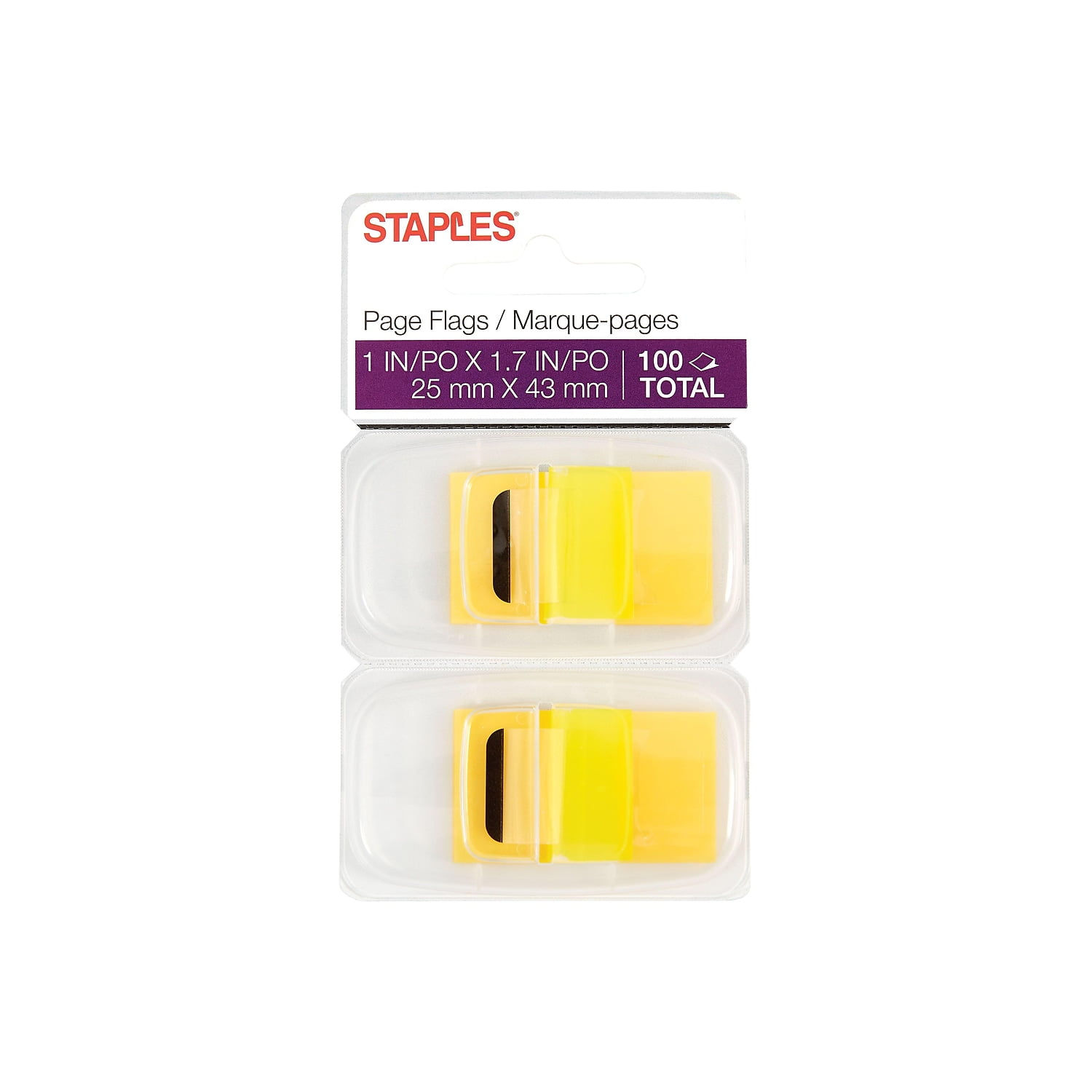 Staples Stickies Page Flags Yellow 1' Wide 100/Pack (14111) 667007